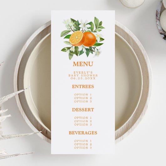 Menu Orange Citrus Little Cutie Sur Le Chemin Baby show