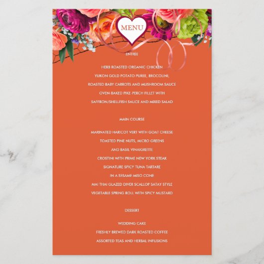 Menu orange et rose (Devant)