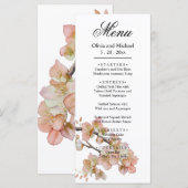 Menu Orange rose fleurs florales élégant script (Devant / Derrière)