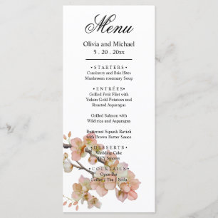 Menu Orange rose fleurs florales élégant script