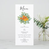 Menu Orange Rose Mariage Floral Moderne (Debout devant)