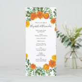 Menu Orange Rose Mariage Floral Moderne (Debout devant)
