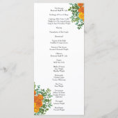 Menu Orange Rose Mariage Floral Moderne (Dos)
