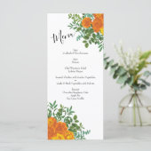 Menu Orange Rose Mariage Floral Moderne (Debout devant)