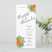 Menu Orange Rose Mariage Floral Moderne (Debout devant)
