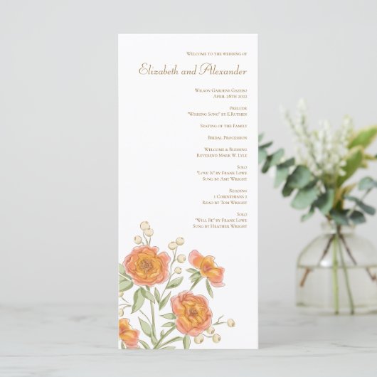 Menu Orange Rose Wedding Programs (Debout devant)