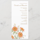 Menu Orange Rose Wedding Programs (Devant)