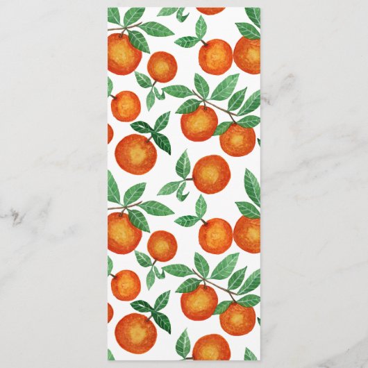 Menu Oranges d'été Motif d'aquarelle d'agrumes (Dos)