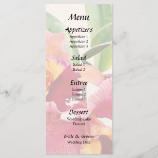 Menu Orchidées Cattleya pêche et cramoisi