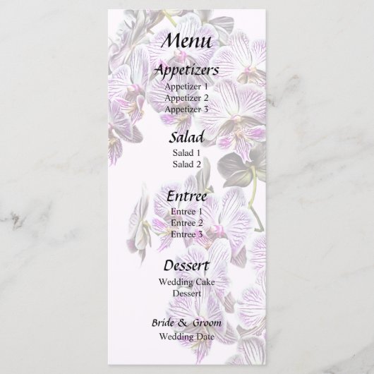 Menu Orchidées de Phalaenopsis rose et blanc (Devant)
