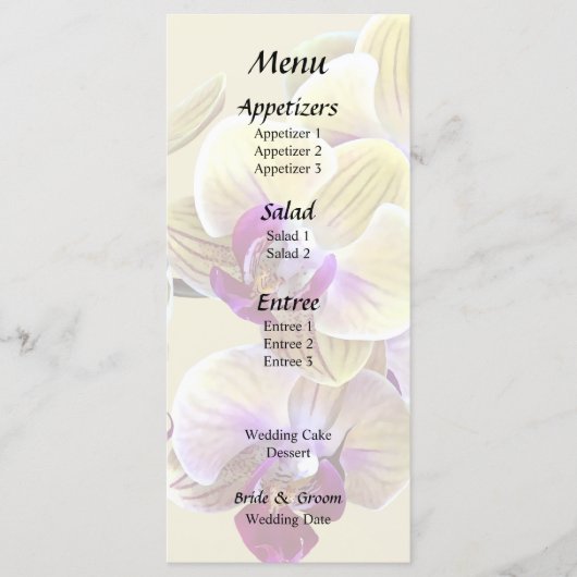 Menu Orchidées Pale Yellow et Magenta Phalaenopsis (Devant)