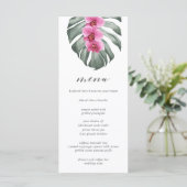 Menu Orchidées roses chaudes sur Monstera Mariage tropi (Debout devant)