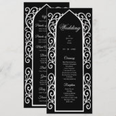 Menu Ornate black and white Gothic Wedding Program (Devant / Derrière)