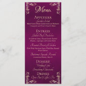 Menu Ornate Border & Heart Monogram - Plum (Devant)