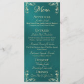 Menu Ornate Border & Heart Monogram - Teal (Devant)
