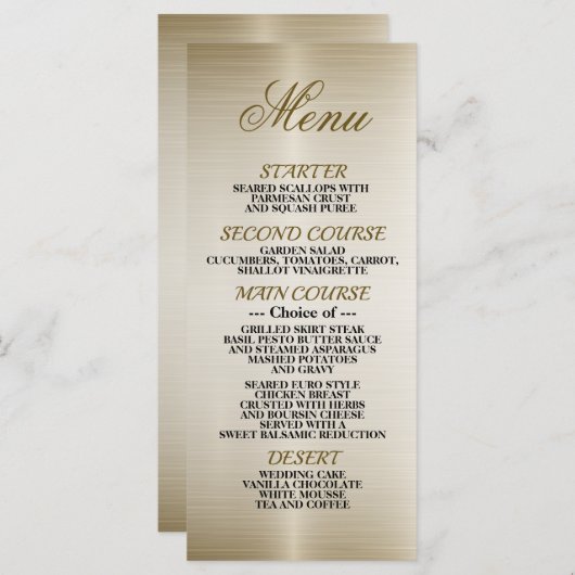 Menu Orné Or Rectangle Fleurs Dimonées brillant (Devant / Derrière)