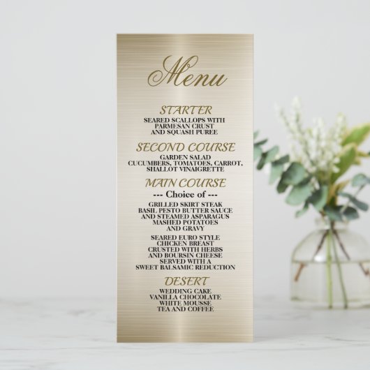 Menu Orné Or Rectangle Fleurs Dimonées brillant (Debout devant)