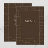 Menu Ornements Dorés Modernes Mariage Brun Foncé (Devant / Derrière)