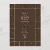 Menu Ornements Dorés Modernes Mariage Brun Foncé (Dos)