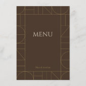 Menu Ornements Dorés Modernes Mariage Brun Foncé (Devant)