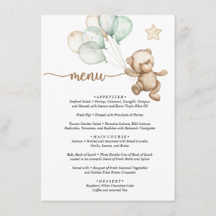 Menu Ourson Mignon Baby Shower