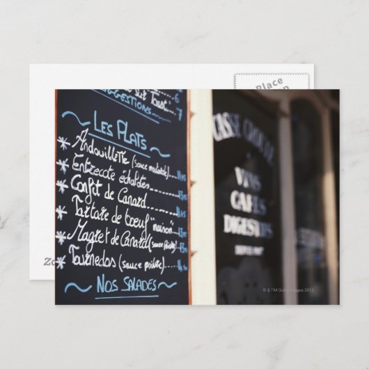 Menu Ouvrir une session à l'extérieur d'un café à (Devant / Derrière)