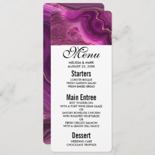 Menu Paarse Amethyst en Gold Abstracte Agate Kaart