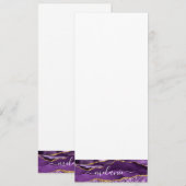 Menu Pailleté Or Violet avec Texte de Nom Personna (Devant / Derrière)