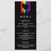 Menu Paint Strokes Pride Drapeau & Black Heart Mariage (Devant)