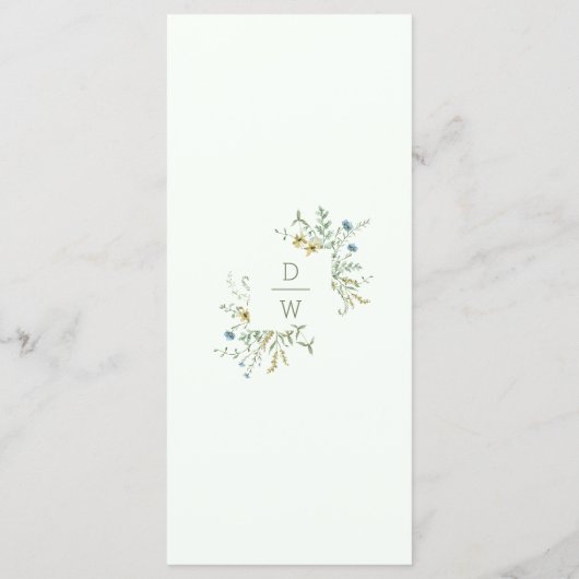 Menu Pale Green Delicate Fleur sauvage moderne Boho Mar (Dos)