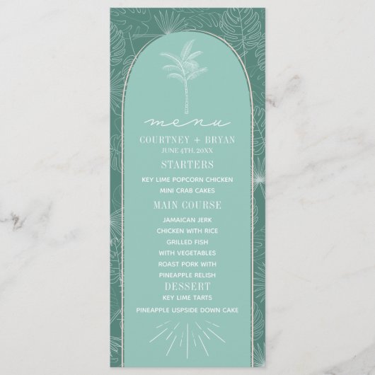 Menu Palm Tree Aqua Beach Wedding (Devant)