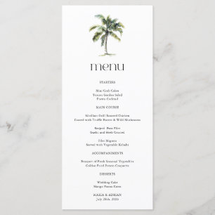 Menu Palm Tree minimal Mariage de plage tropicale