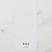 Menu Palm Tree Noir & Blanc Dîner Mariage moderne (Dos)