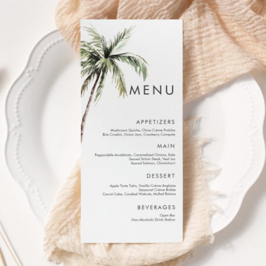 Menu Palm Tree Tropical | Mariage minimal