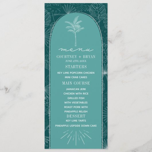 Menu Palm Tree Turquoise Beach Wedding (Devant)
