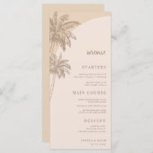 Menu Palmier Beige Tirée À La Main Plage Boho Mariage (Devant / Derrière)