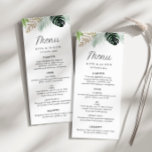 Menu palmier tropical feuille verdure fleurie mariage<br><div class="desc">palmiers tropicaux feuille verdure mariage fleurie. La couleur et le texte peuvent être personnalisés.</div>