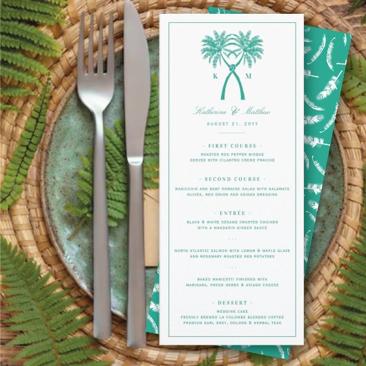 Menu Palmiers noués Destination Tropicale Mariage