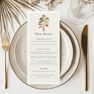 Menu Palmiers tropicaux Aquarelle Pastel Boho Mariage