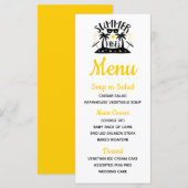 Menu Palmiers Tropicaux Jaune Plage Mariage d'Été (Devant / Derrière)