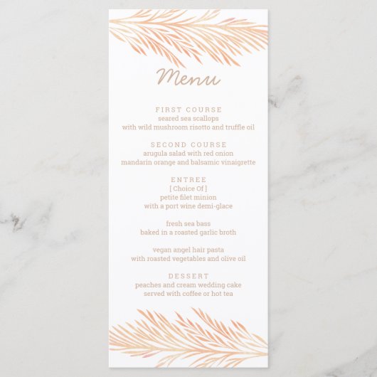Menu Pampas Grass Mariage Floral Trend Réception Chic (Devant)