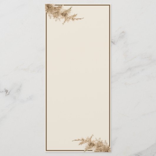 Menu Pampas Grass Terme Bohème Exotique Mariage (Dos)