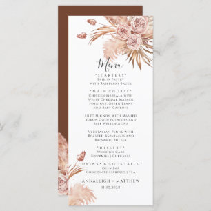 Menu Pampas Grass Terracotta Aquarelle Mariage
