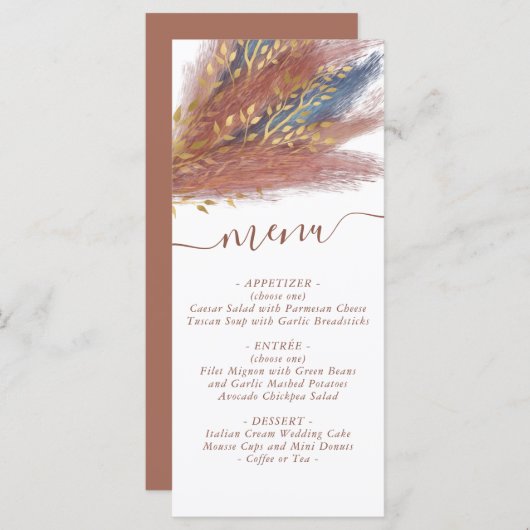 Menu Pampas Grass | Terracotta Paprika Fleur sauvage bl (Devant / Derrière)