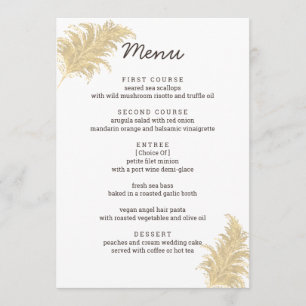 Menu Pampas mariage Tan Gras À La Réception Blanche