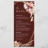 Menu Pampas Rosewood Floral Gold Wedding (Devant)
