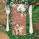 Menu Pampas rustique moderne eucalyptus botanique éléga<br><div class="desc">Ferme de grange moderne botanique botanique rustique pampas naturel herbe et eucalyptus botanique mariage payant du menu papeterie. Belles aquarelles florales botaniques séchées à la main et texte de script. Moderne sur tendance naturel,  vert sauge,  rouille,  terre cuite,  marron et noir design.</div>