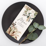 Menu Pampas rustique moderne eucalyptus botanique éléga<br><div class="desc">Ferme de grange moderne botanique botanique rustique pampas naturel herbe et eucalyptus botanique mariage payant du menu papeterie. Belles aquarelles florales botaniques séchées à la main et texte de script. Moderne sur tendance naturel,  vert sauge,  rouille,  terre cuite,  marron et noir design.</div>