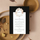 Menu Pampas Wreath Onyx Black Premium élégant Monogramm<br><div class="desc">Pampas Wreath Onyx Black Premium Elegant Monogram Mariage Menu</div>