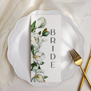 Menu Panneau blanc Magnolia Floral Russe Chaise Mariage